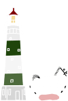 Logo des Heilpädagogischen Zentrums mit einem Leuchtturm und einem Pferd.